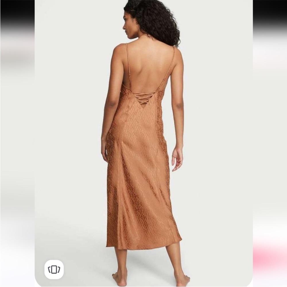 Victoria Secret VS Logo golden brown slip dress xs